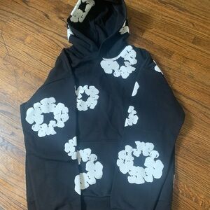 Men's Black and White Floral Hoodie